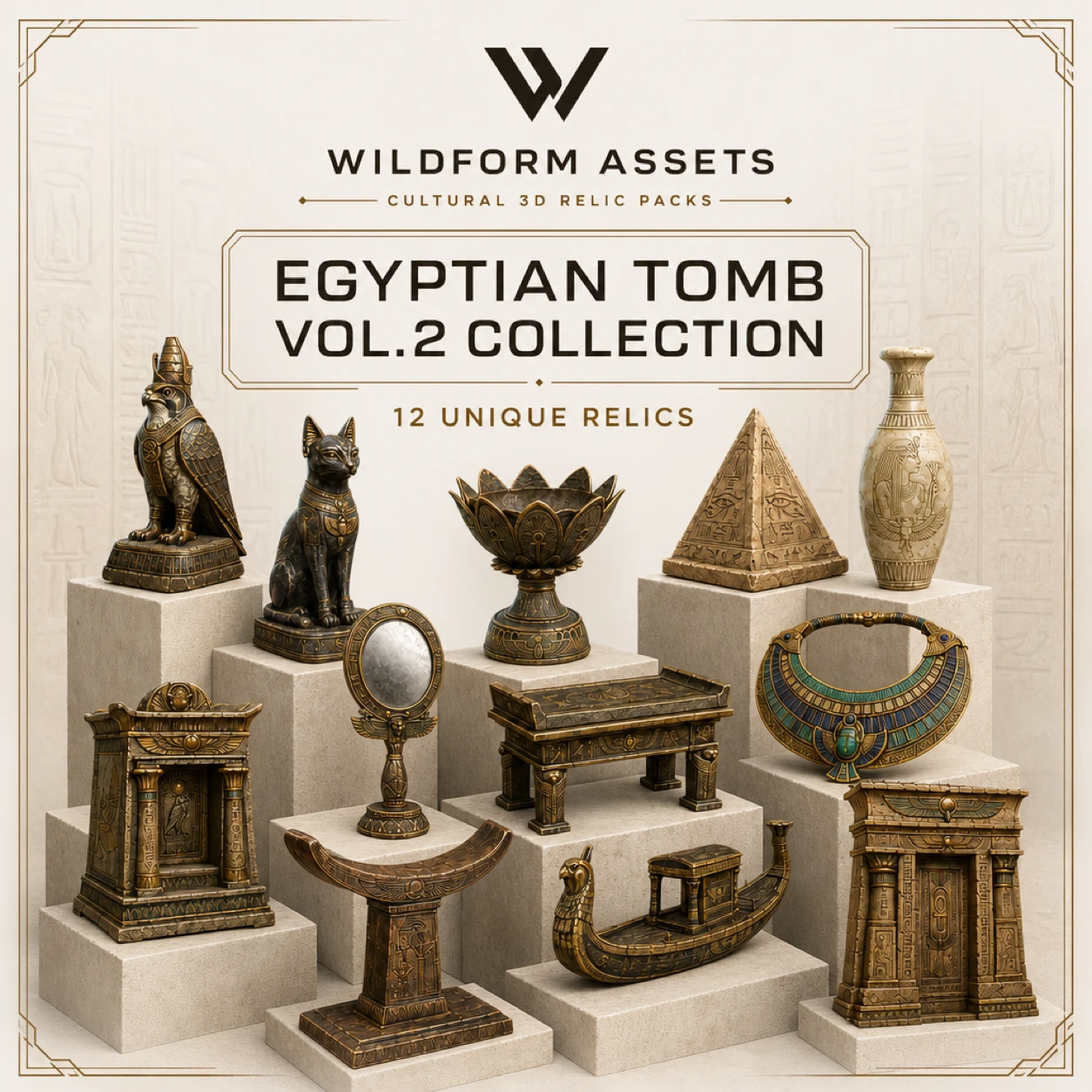 Wildform Assets Egyptian Tomb Relics Vol. 2 preview with twelve ancient Egyptian props
