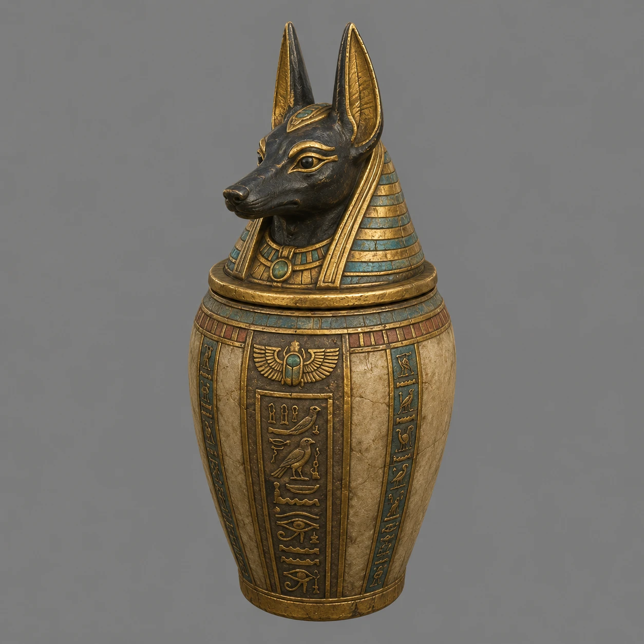Canopic Jar Anubis, Egyptian Tomb Relics